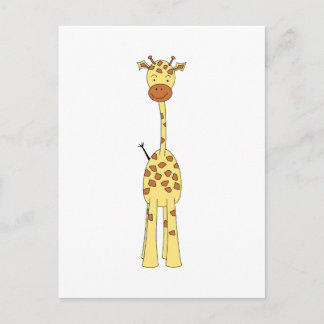 Cartão Postal Girafa Alta e Bonita. Animal de Desenho Animado.