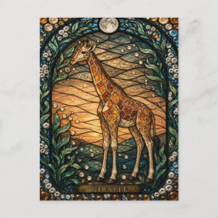 Cartão Postal Girafa Alta Savana Illumina Vidro Manchado