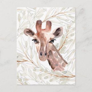Cartão Postal Girafa Aquarela