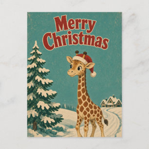 Cartão Postal Girafa Caminho Congelado Animal Natal