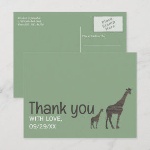 Cartão Postal Girafa Clay Safari, Agradecimento de Casamento Rús