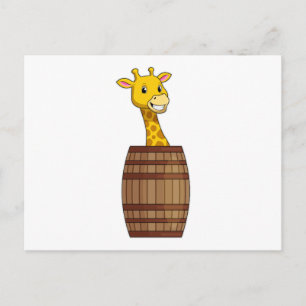 Cartão Postal Girafa com Barril
