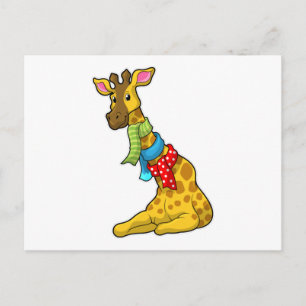 Cartão Postal Girafa com Cachecol