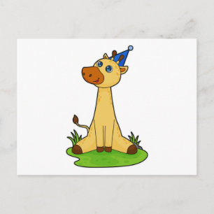 Cartão Postal Girafa com chapéu de festa