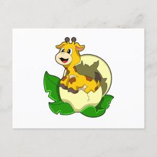 Cartão Postal Girafa com Folha & Ovo