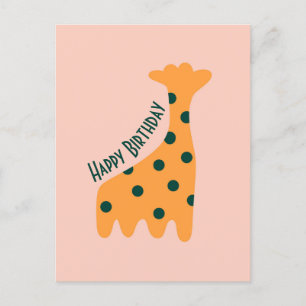 Cartão Postal Girafa de laranja fofa personalizada