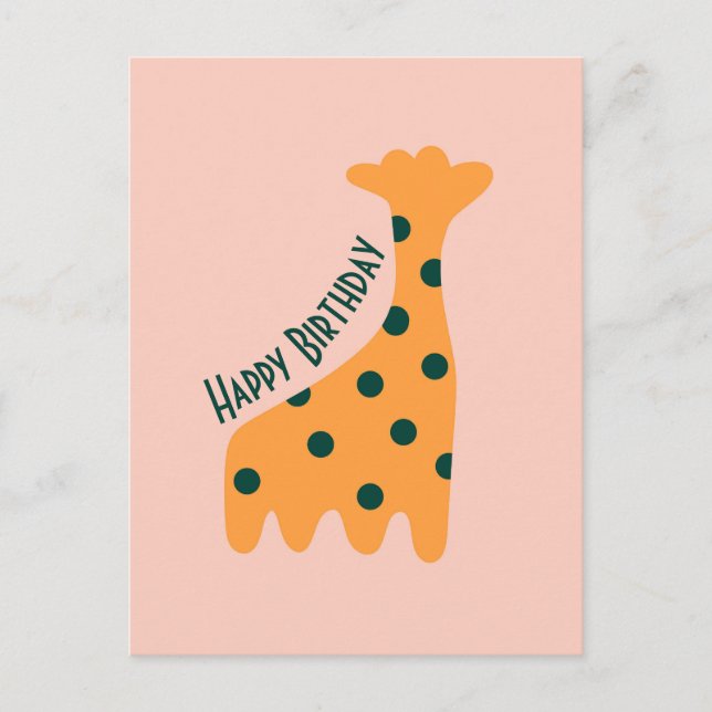 Cartão Postal Girafa de laranja fofa personalizada (Frente)