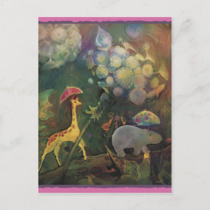 Cartão Postal Girafa e Hipopótamo***