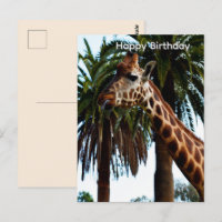 Girafa Engraçada Dando um Tostão de Aniversário Ca