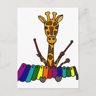 Cartão Postal Girafa Engraçada Tocando Cartografia Xylophone