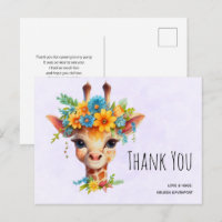 Girafa Fofa com Coroa Floral Obrigado