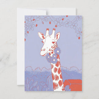 Cartão Postal Girafa fofa parabéns lilás pop art