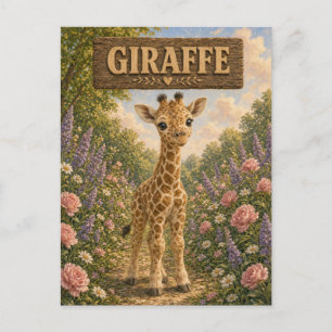 Cartão Postal Girafa Livro de Histórias de Bebê Fofo Berçário An
