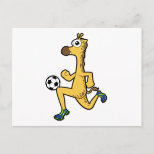 Cartão Postal Girafa nos Esportes de Futebol
