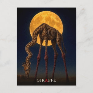 Cartão Postal Girafa Pernas Brilhantes gótico Surrealista