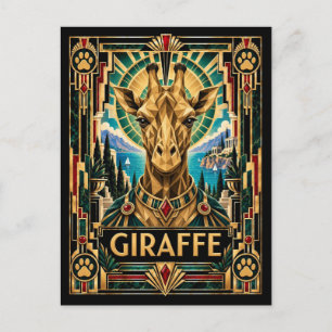 Cartão Postal Girafa, Vida Selvagem Art Déco
