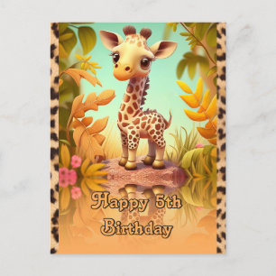 Cartão Postal Giraffe Aniversário para crianças