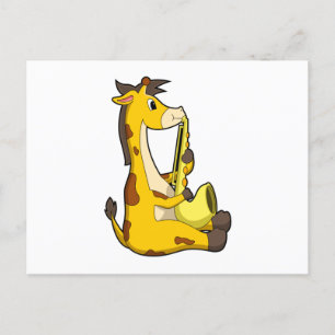 Cartão Postal Giraffe at Music with Saxophone.PNG
