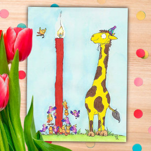 Cartão postal GIRAFFE BIRTHDAY por Nicole Janes