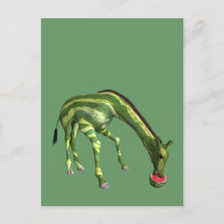 Cartão Postal Giraffe comendo melancia