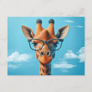Cartão Postal Giraffe Vestindo óculos