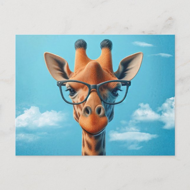 Cartão Postal Giraffe Vestindo óculos (Frente)