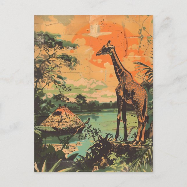Cartão Postal Giraffe vintage (Frente)