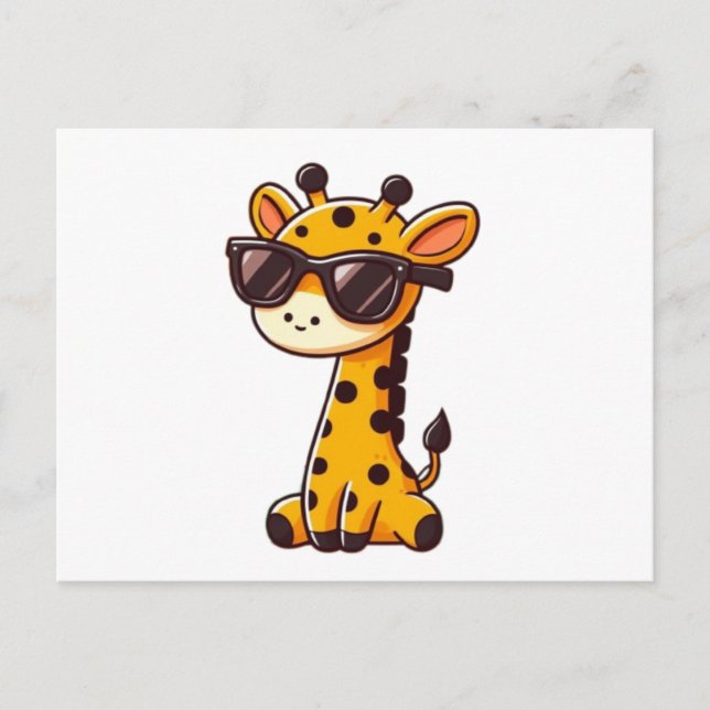 Cartão Postal Giraffe with sunglasses (Frente)