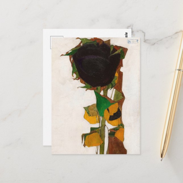 Cartão Postal Girasol de Egon Schiele (Frente/Verso In Situ)