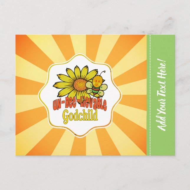 Cartão Postal Girassóis e Abelhas Afilhados Incríveis (Frente)