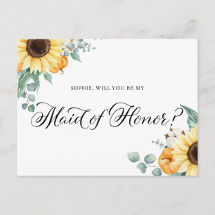 Cartão Postal Girassóis e abóboras são minha Madrinha de casamen