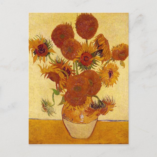 Cartão Postal Girassóis em um vaso (F454) Van Gogh Fine Art (Frente)