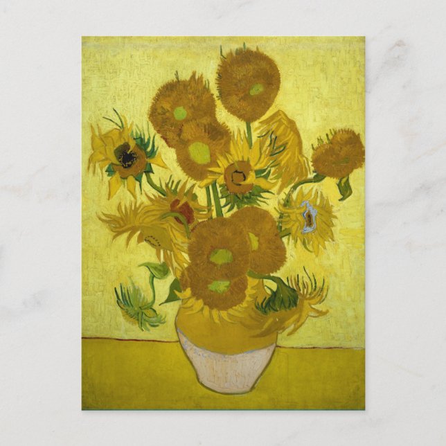 Cartão Postal Girassóis em um vaso (F458) Van Gogh Fine Art (Frente)