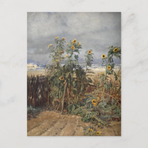 Cartão Postal Girassóis em uma praia   Thorvald Niss