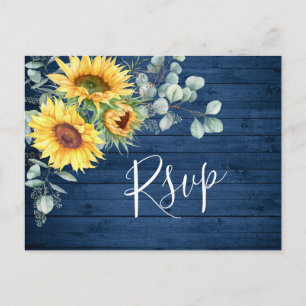 Cartão Postal Girassóis Eucalyptus Watercolor Boho Wedho RSVP