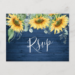 Cartão Postal Girassóis Eucalyptus Watercolor Boho Wedho RSVP