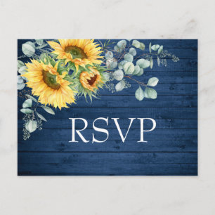 Cartão Postal Girassóis Eucalyptus Watercolor Casamento RSVP 