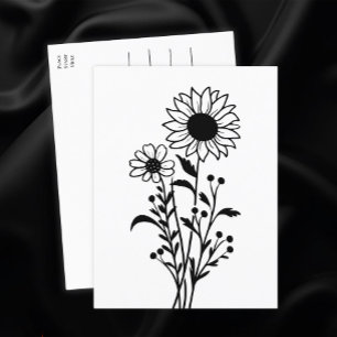 Cartão Postal Girassóis Floral Country Pensando em Você, Olá