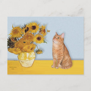 Cartão Postal Girassóis - Laranja Tabby cat 46