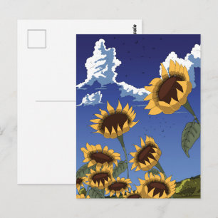 Cartão Postal Girassóis no Verão