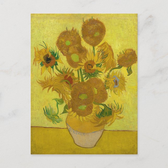 Cartão Postal Girassóis por pintura de Van Gogh (Frente)