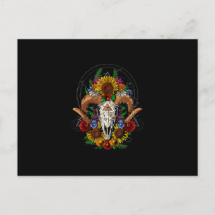 Cartão Postal Girassóis Psicodélicos com Caveira de Cabra