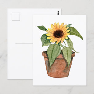 Cartão Postal Girassol Aquarela