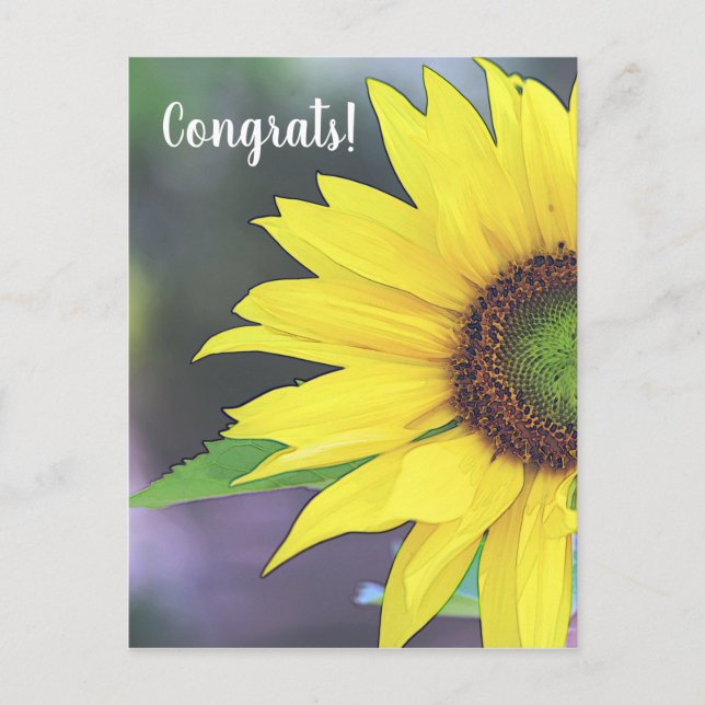 Cartão Postal Girassol Aquarela Digital 2 (Frente)