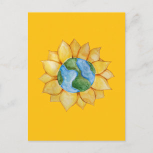 Cartão Postal Girassol Dia da Terra Ensolarado Verão Terroso