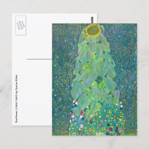 Cartão Postal Girassol por Klimt, Flores Vintage Art Nouveau