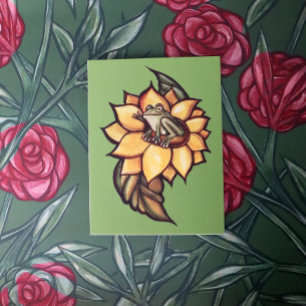 Cartão Postal Girassol Sapo Floral Sapo Flor
