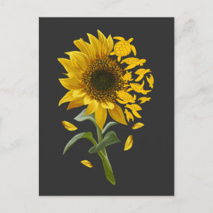 Cartão Postal Girassol Tartaruga Jardim Consciência Oceânica Ani