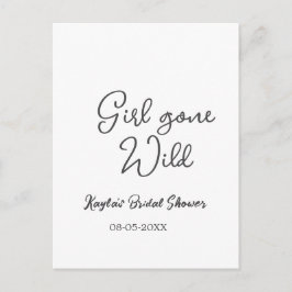 Cartão Postal Girl gone wild bridal shower name date simple mini
