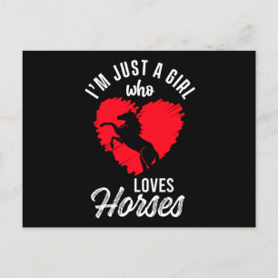 Cartão Postal Girl Who Loves Horses Heart Equestrian Stable Gift